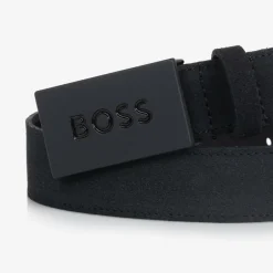 BOSS Boys Navy Blue Suede Leather Belt Hot