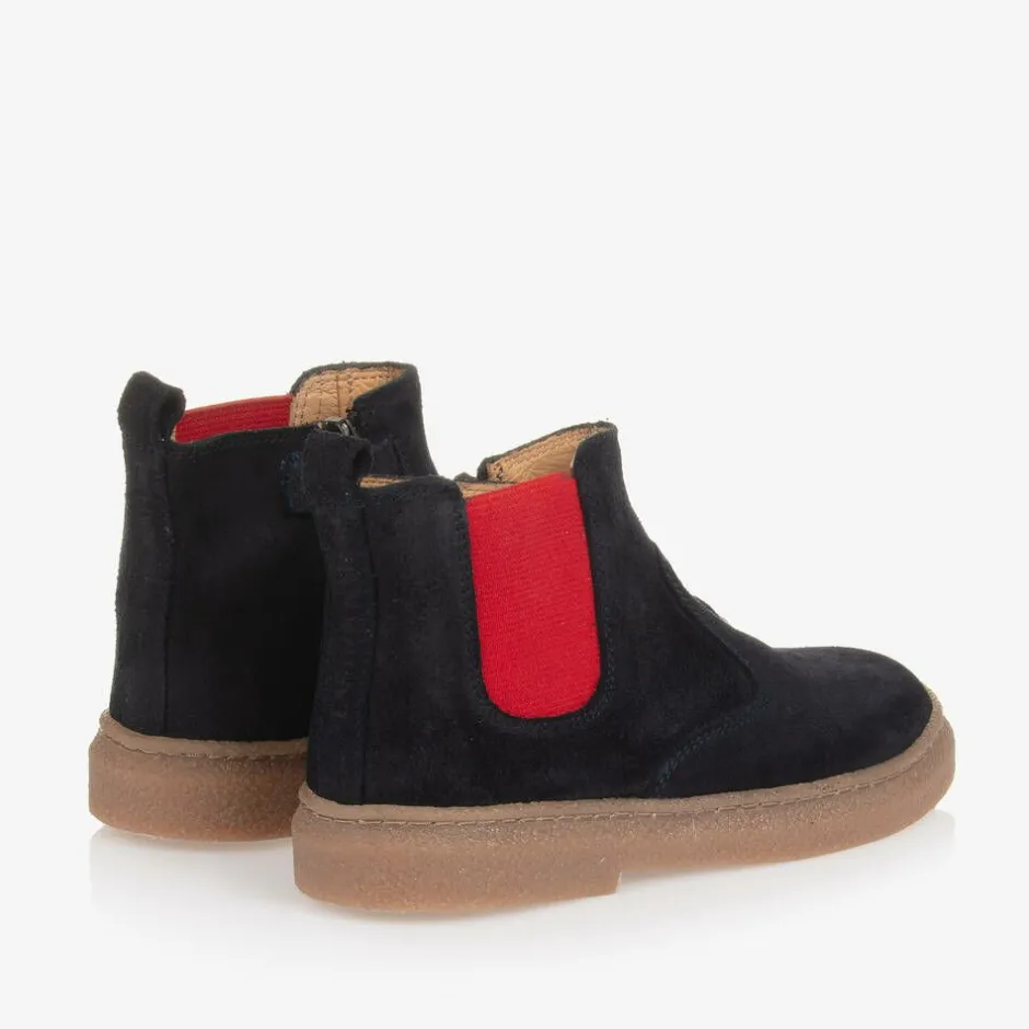 Pom dApi Boys Navy Blue Suede Leather Boots Clearance