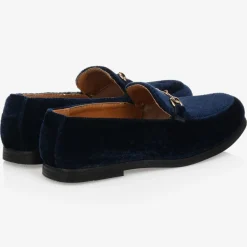 Romano Boys Navy Blue Velvet Loafers
