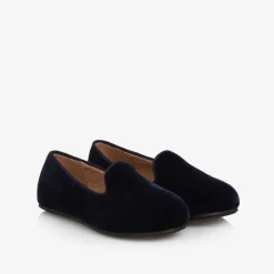 Age of Innocence Boys Navy Blue Velvet Loafers Clearance