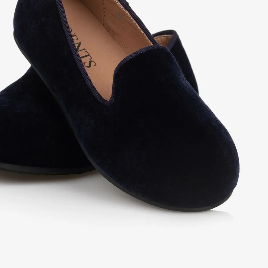 Age of Innocence Boys Navy Blue Velvet Loafers Clearance