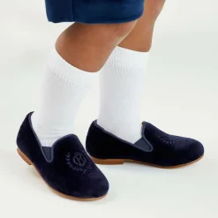 Beatrice amp; George Boys Navy Blue Velvet Loafers Clearance