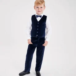 Beatrice amp; George Boys Navy Blue Velvet Waistcoat Suit New