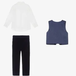 Beatrice amp; George Boys Navy Blue Velvet Waistcoat Suit New