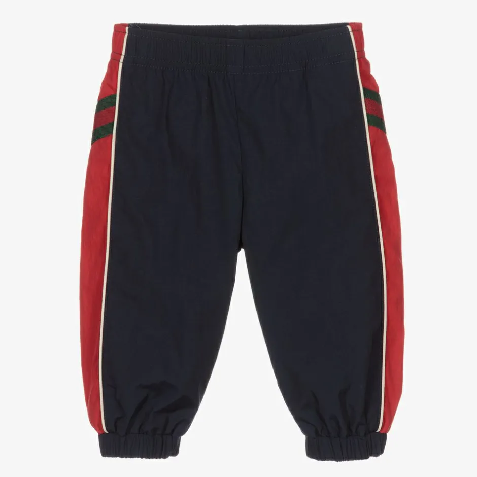 Gucci Boys Navy Blue Web Joggers Online