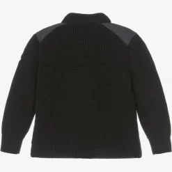 Moncler Enfant Boys Navy Blue Wool & Down Zip-Up Top New