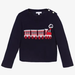 Beatrice amp; George Boys Navy Blue Wool Train Sweater Sale