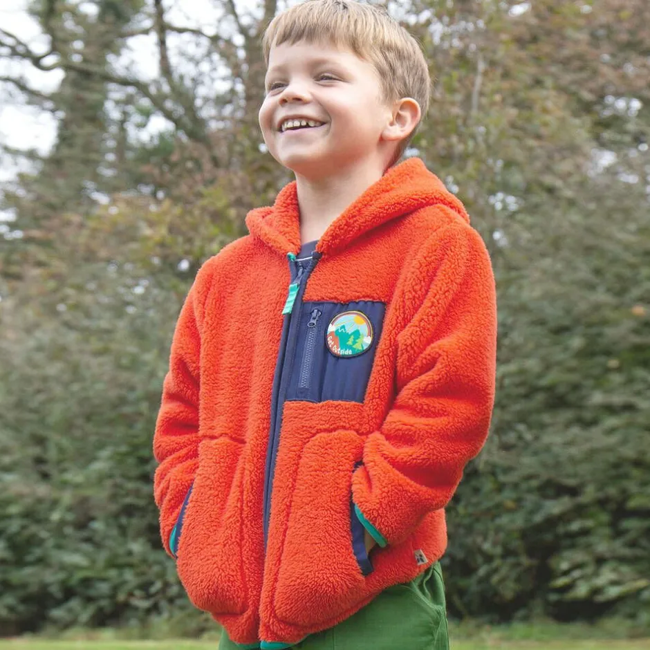 Frugi Boys Orange Fleece Zip-Up Top Discount