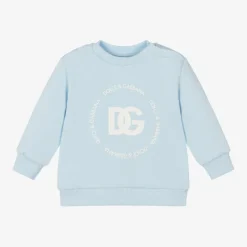Dolce amp; Gabbana Boys Pale Blue Cotton Sweatshirt Clearance