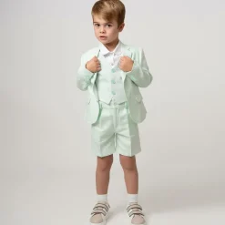 Caramelo Kids Boys Pale Green Linen & Cotton Shorts Suit New