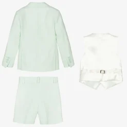 Caramelo Kids Boys Pale Green Linen & Cotton Shorts Suit New