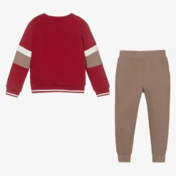 iDO Baby Boys Red & Beige Cotton Tracksuit Clearance