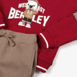 iDO Baby Boys Red & Beige Cotton Tracksuit Clearance