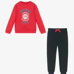 Guess Boys Red & Blue Cotton Tracksuit Clearance