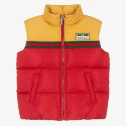 Gucci Boys Red & Yellow Down Padded Gilet Best