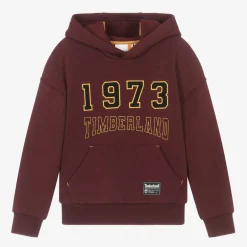 Timberland Boys Red Cotton 1973 Hoodie New