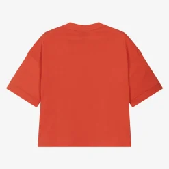 EA7 Emporio Armani Boys Red Cotton EA7 Logo T-Shirt Online