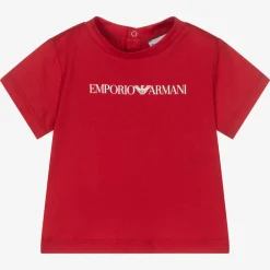 Emporio Armani Boys Red Cotton T-Shirt Sale