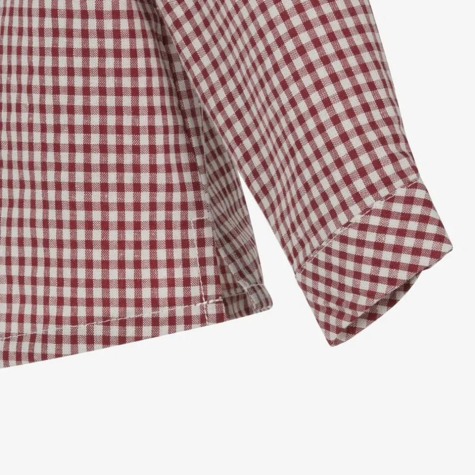 Babidu Boys Red Gingham & Beige Cotton Shorts Set Best