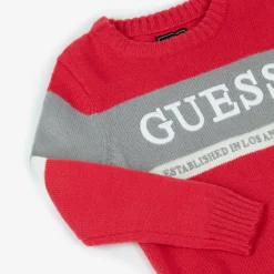 Guess Boys Red Knitted Jumper Outlet