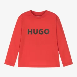 HUGO Boys Red Organic Cotton Top Online
