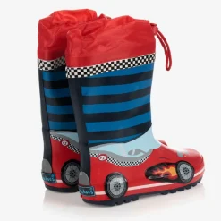 Playshoes Boys Red Race Car Rain Boots Discount