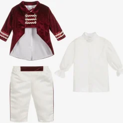 Andreeatex Boys Red Satin & Velvet Suit