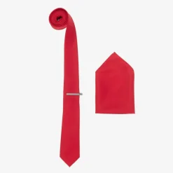 House of Cavani Boys Red Satin Tie Set Hot