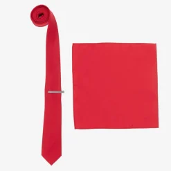 House of Cavani Boys Red Satin Tie Set Hot