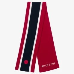 Mitch amp; Son Boys Red Striped Reversible Scarf (119cm) Hot