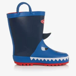 Chipmunks Boys Royal Blue Shark Rain Boots Clearance