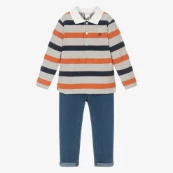 Tutto Piccolo Boys Striped Top & Blue Jeans Set Online