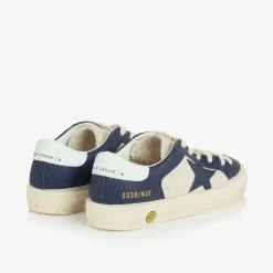 Golden Goose Boys White & Blue Leather May Trainers New