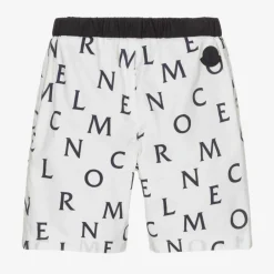 Moncler Enfant Boys White & Blue Logo Shorts Hot