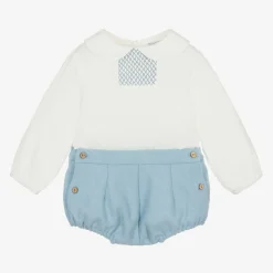 Babidu Boys White & Blue Shorts Set Discount