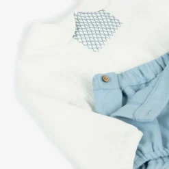 Babidu Boys White & Blue Shorts Set Discount