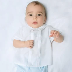 Sarah Louise Boys White & Blue Shorts Set Clearance