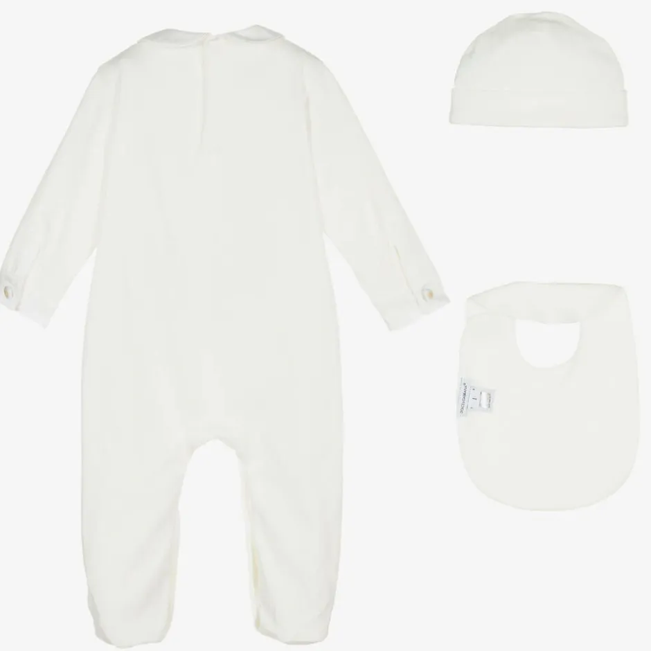 Dolce amp; Gabbana Boys White & Gold Cotton Babysuit Gift Set