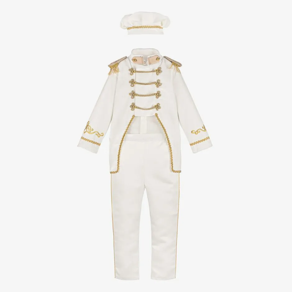 Andreeatex Boys White & Gold Military Suit Clearance