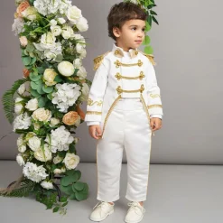 Andreeatex Boys White & Gold Military Suit Clearance