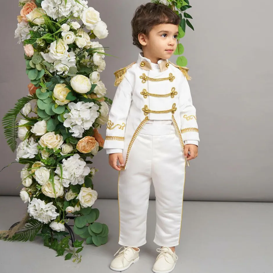 Andreeatex Boys White & Gold Military Suit Clearance
