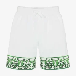 Dolce amp; Gabbana Boys White & Green Majolica Shorts Best