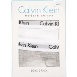 Calvin Klein Boys White & Grey Cotton Boxer Briefs (Pack of 2) Hot