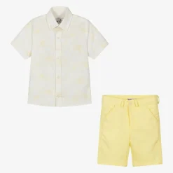 Beau KiD Boys White & Yellow Shorts Set