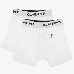 Claesens Boys White Cotton Boxer Shorts (2 Pack) Sale