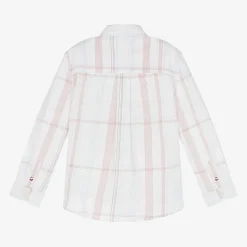 Tommy Hilfiger Boys White Cotton Checked Shirt Sale