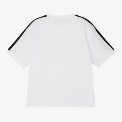 EA7 Emporio Armani Boys White Cotton EA7 Logo T-Shirt Outlet