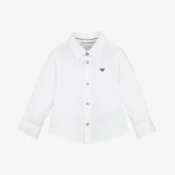 Emporio Armani Boys White Cotton Eagle Logo Shirt Outlet