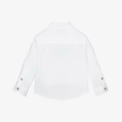 Emporio Armani Boys White Cotton Eagle Logo Shirt Outlet