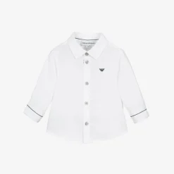 Emporio Armani Boys White Cotton Eagle Logo Shirt Outlet